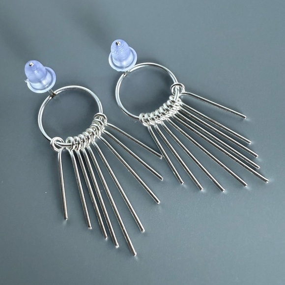 Sterling Silver Fringe Dangle Earrings - Picture 6 of 6